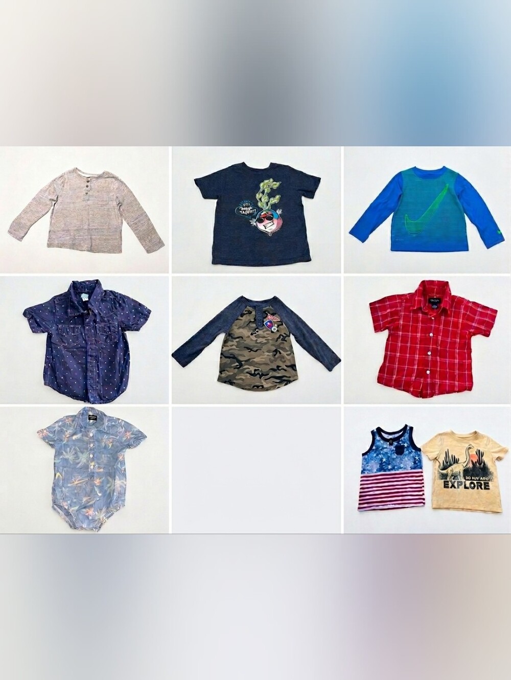 ​Lot of Nine Toddler Boys 24 month/ 2T Lightweight Short & Long Sleeve Tops